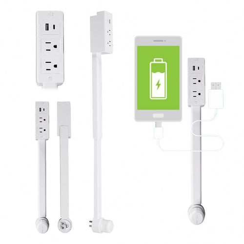 Extend the Socket in the Hidden Position US 2outlets and USB Ports Extends 44cm-70cm Rotates 180 Electrical Outlet Extender